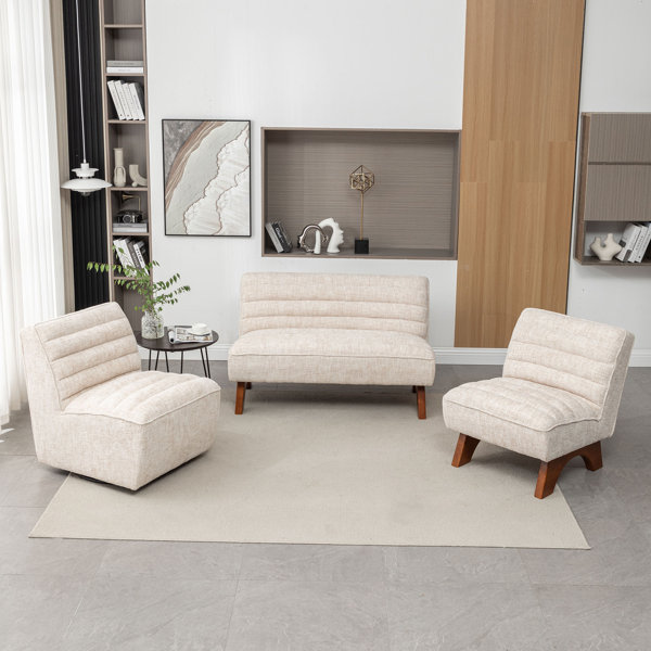 Ebern Designs 3Piece Living Room Set With Swivel Chair Wayfair